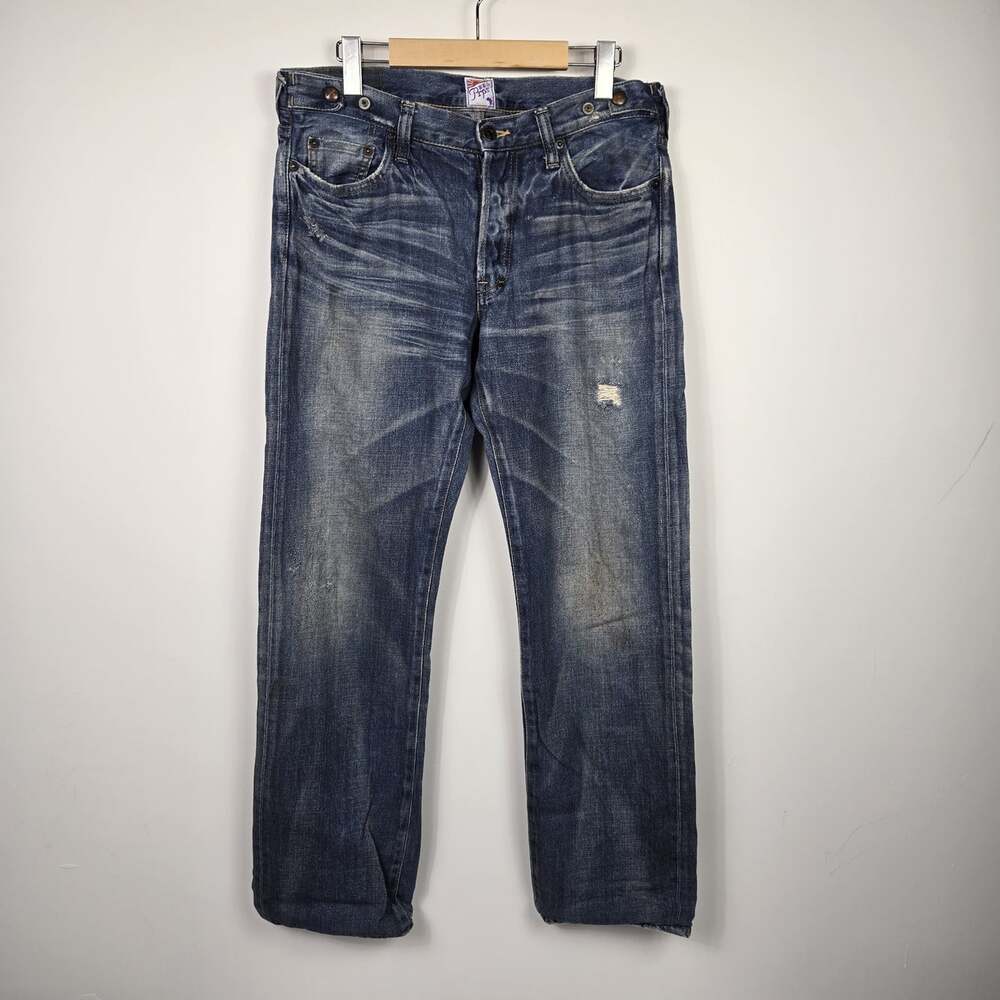 PRPS Men's Distressed Jeans 32x31.5 Made in Japan Premium Button Fly Denim